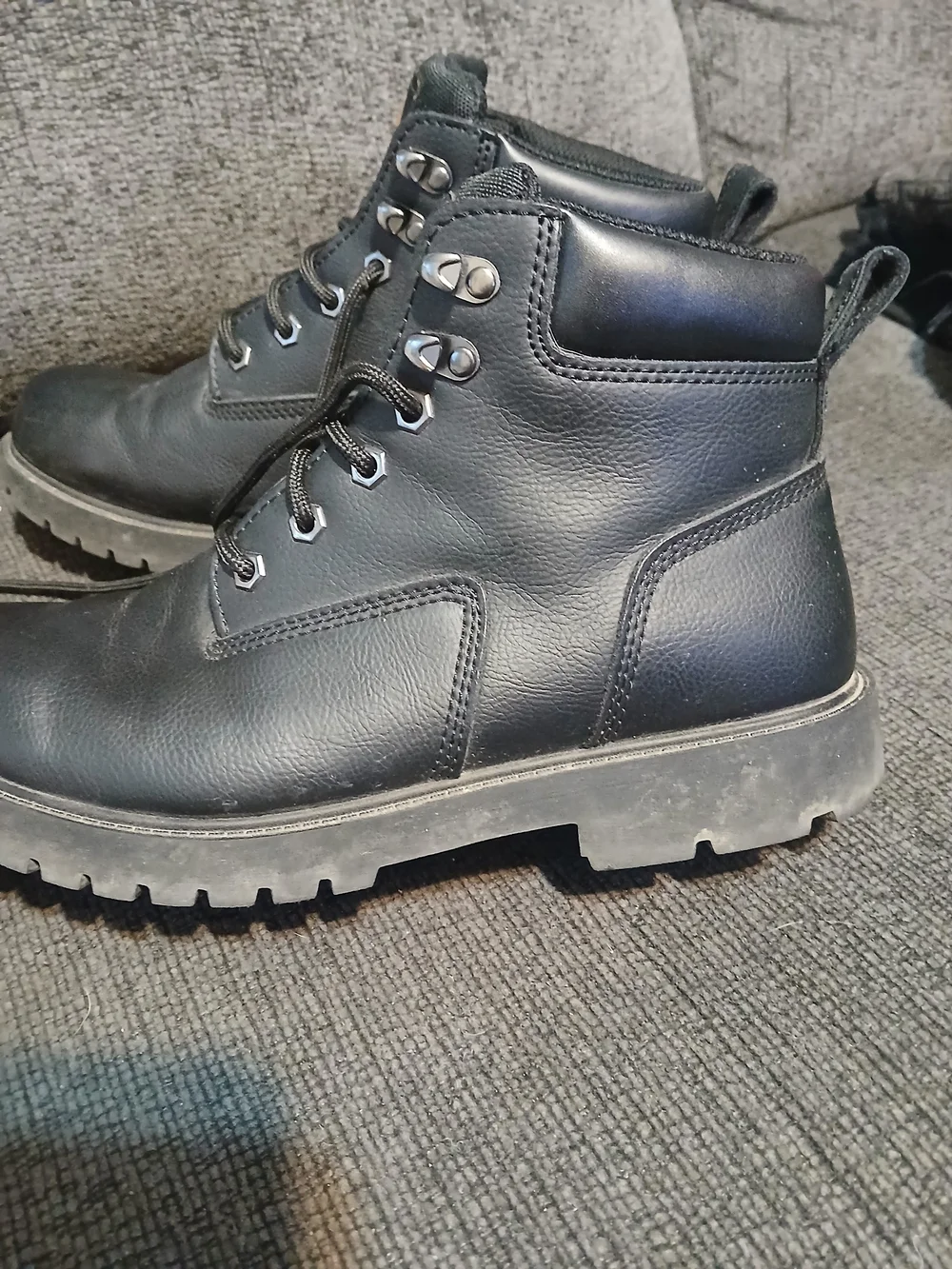 Brahma Black Leather Men's Work Boots with Gold Logo